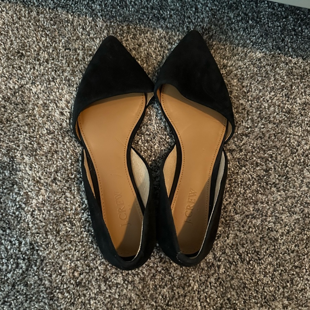 J Crew black suede pointed toe flats